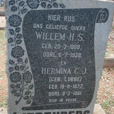 LIEBENBERG Willem H.S. 1868-1928 &amp; Hermina C.J. LUBBE 1877-1961