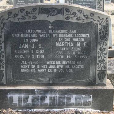 LIEBENBERG J.S. 1902-1961 & M.E. ELLIS 1907-1953