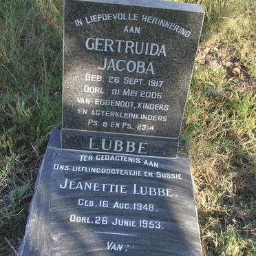 LUBBE Gertruida Jacoba 1917-2005 :: LUBBE Jeanettie 1948-1953
