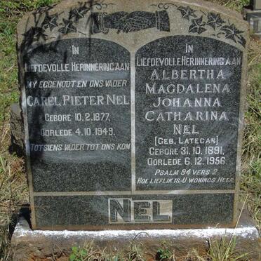 NEL Carel Pieter 1877-1949 & Albertha Magdalena Johanna Catharina LATEGAN 1891-1956