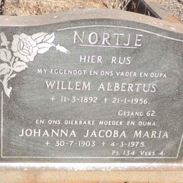 NORTJE Willem Albertus 1892-1956 & Johanna Jacoba Maria 1903-1975