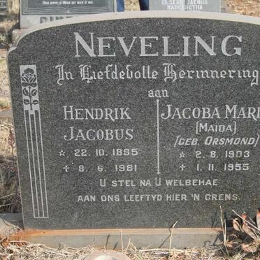 NEVELING Hendrik Jacobus 1895-1981 & Jacoba Maria ORSMOND 1903-1955