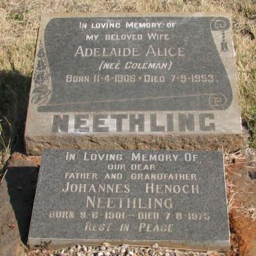 NEETHLING Johannes Henoch 1901-1975 &amp; Adelaide Alice COLEMAN 1906-1953