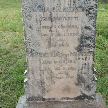 NIEKERK Dirk Petrus, van 1860-19?1 &amp; Maria F. BARTLETT 1860-1924