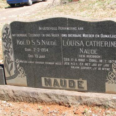 NAUDE D.S.S. -1954 &amp; Louisa Catherine HUEBSCH 1882-1979