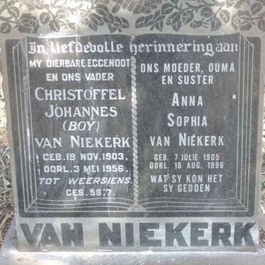 NIEKERK Christoffel Johannes, van 1903-1956 & Anna Sophia 1905-1996