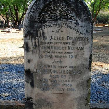 NEDHAM Martha Alice nee DRAYTON -1915 :: NEDHAM Lionel Collingwood -1916