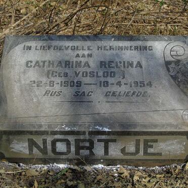 NORTJE Catharina Regina nee VOSLOO 1909-1954
