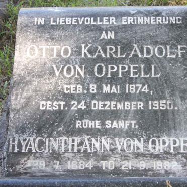 OPPELL Otto Karl Adolf, von 1874-1950 &amp; Hyacinth Ann 1884-1982