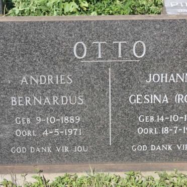 OTTO Andries Bernardus 1889-1971 &amp; Johanna Gesina ROEPE 1894-1985