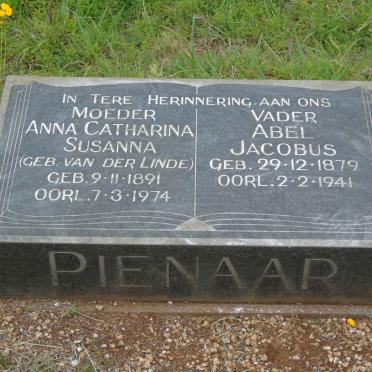PIENAAR Abel Jacobus 1879-1941 &amp; Anna Catharina Susanna VAN DER LINDE 1891-1974
