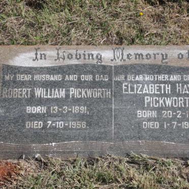 PICKWORTH Robert William 1891-1956 &amp; Elizabeth Hayward 1897-1968