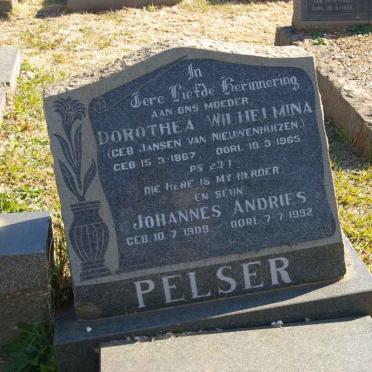 PELSER Dorothea Wilhelmina nee JANSEN VAN NIEUWENHUIZEN 1867-1965 :: PELSER Johannes Andries 1909-1992