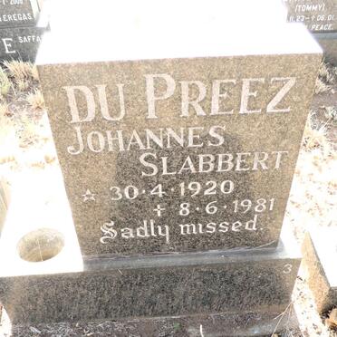 PREEZ Johannes Slabbert, du 1920-1981