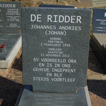 RIDDER Johannes Andries, de 1958-2012