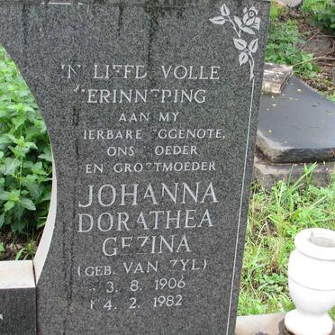 ROODT Johanna Dorathea Gezina nee VAN ZYL 1906-1982