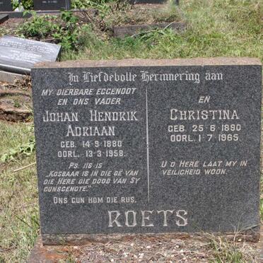 ROETS Johan Hendrik Adriaan 1880-1958 &amp; Christina 1890-1985