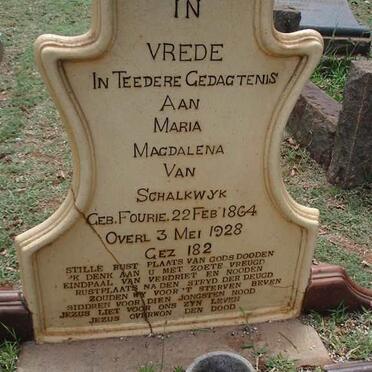 SCHALKWYK Maria Magdalena, van neé FOURIE 1864-1928
