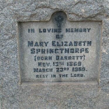 SPRINGTHORPE Mary Elizabeth nee BARRETT 1869-1950
