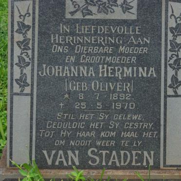 STADEN Johanna Hermina, van nee OLIVER 1892-1970