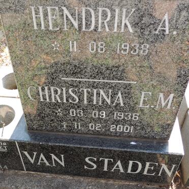 STADEN Hendrik A., van 1938-  & Christina E.M. 1936-2001