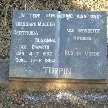 TURPIN Gertruida Susanna nee SWARTS 1892-1954