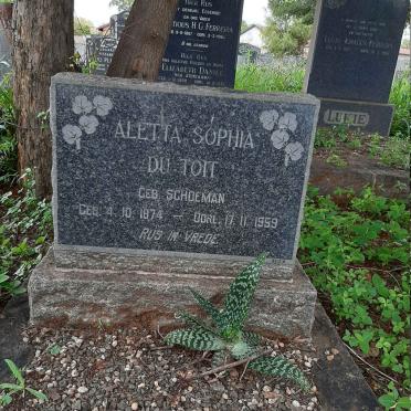 TOIT Aletta Sophia, du nee SCHOEMAN 1874-1959