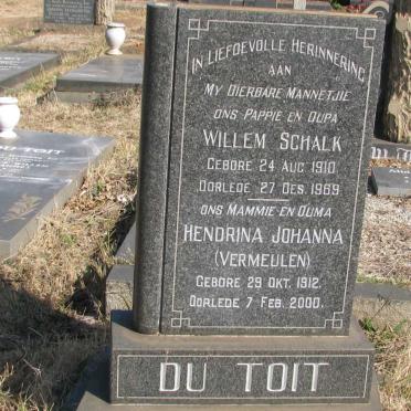 TOIT Willem Schalk, du 1910-1969 &amp; Hendrina Johanna VERMEULEN 1912-2000