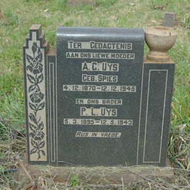 UYS A.G. nee SPIES 1870-1945 :: UYS P.L. 1895-1943