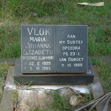 VLOK Maria Johanna Elizabeth voorheen KLOPPERS 1925-1985