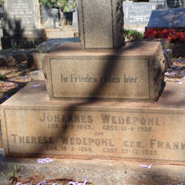 WEDEPOHL Johannes 1863-1956 &amp; Therese FRANKE 1866-1955