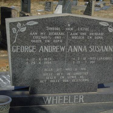 WHEELER George Andrew 1923-1994 &amp; Anna Susanna JACOBS 1923-2011