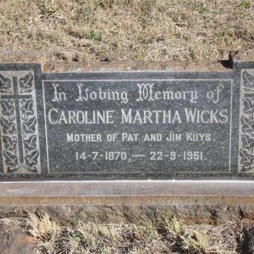 WICKS Caroline Martha 1870-1951