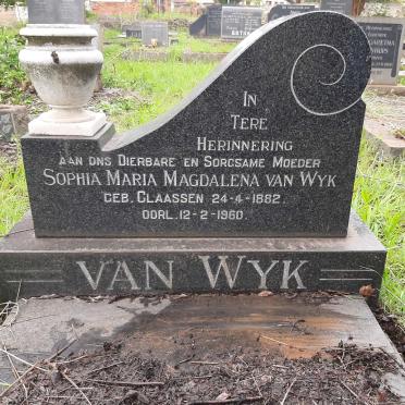 WYK Sophia Maria Magdalena, van nee CLAASSEN 1882-1960