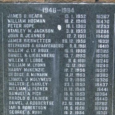 2. South African Legion Remembrance Wall / Suid Afrikaanse Legioen muur van herinnering 1946-1994