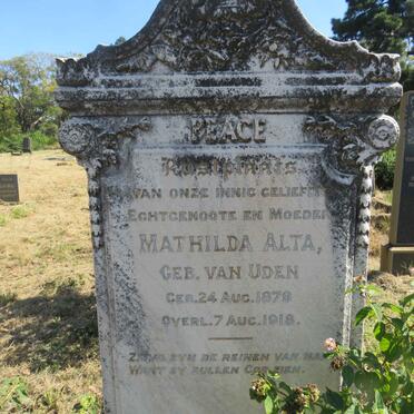 ALTA Mathilda nee VAN UDEN 1879-1918