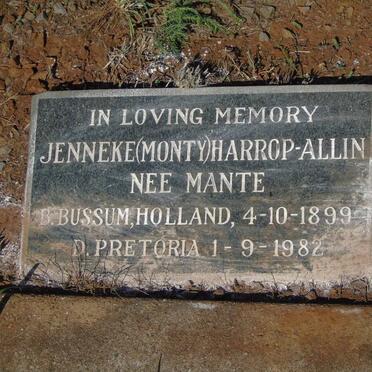 ALLIN Jenneke, HARROP nee MANTE 1899-1982