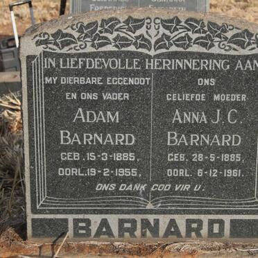 BARNARD Adam 1885-1955 & Anna J.C. 1885-1961