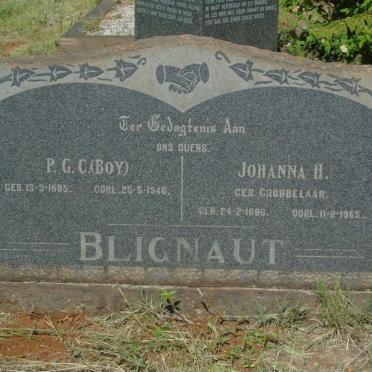 BLIGNAUT P.G.C. 1885-1946 & Johanna H. GROBBELAAR 1886-1965