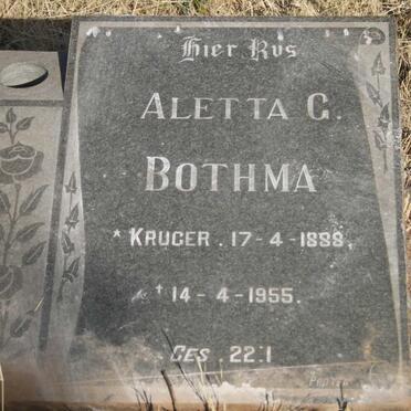 BOTHMA Aletta G. nee KRUGER 1888-1955