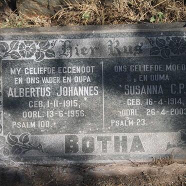 BOTHA Albertus Johannes 1915-1956 & Susanna C.P. 1914-2003