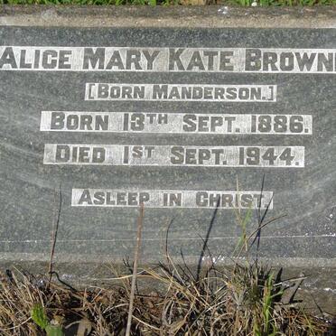 BROWNE Alice Mary Kate nee MANDERSON 1886-1944