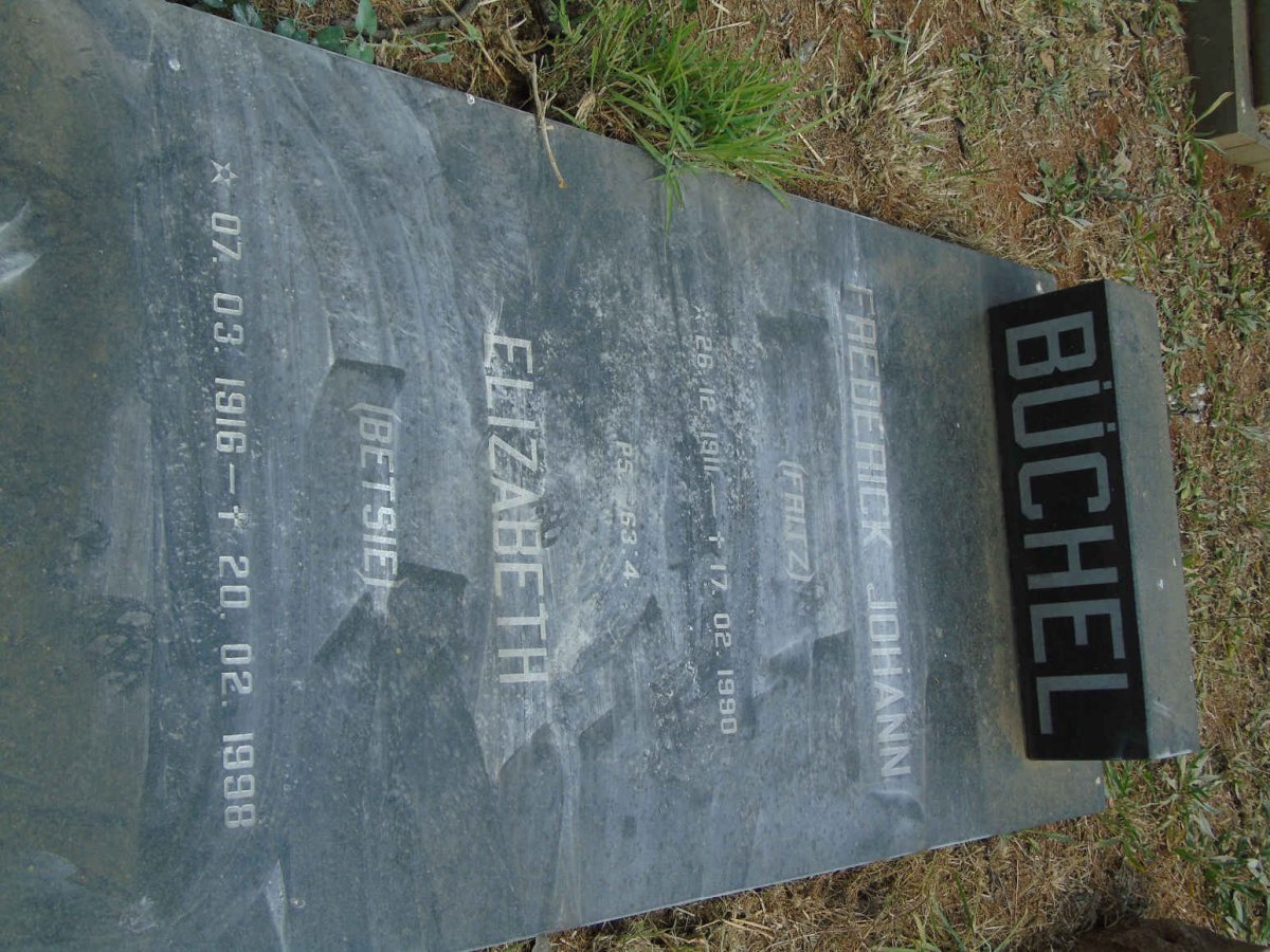 BUCHEL Frederick Johann 1911-1990 &amp; Elizabeth 1916-1998