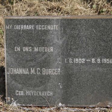 BURGER Johanna M.C. nee HEYDENRYCH 1902-1956