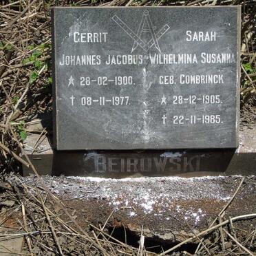 BEIROWSKI Gerrit Johannes Jacobus 1900-1977 & Sarah Wilhelmina Susanna COMBRINCK 1905-1985