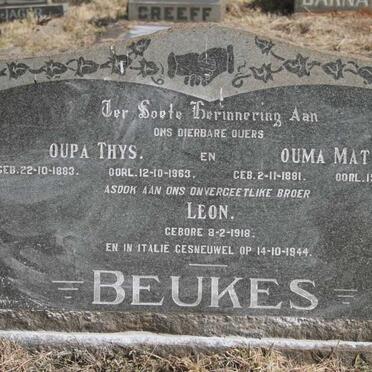 BEUKES Thys 1883-1963 & Mat. 1881-1962 :: BEUKES Leon 1918-1944
