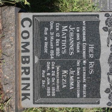 COMBRINK Johannes Matthys 1892-1964 &amp; Jemima Kezia WANNENBURG 1896-1985