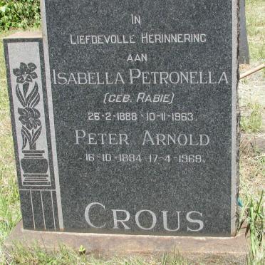 CROUS Peter Arnold 1884-1969 &amp; Isabella Petronella RABIE 1888-1963