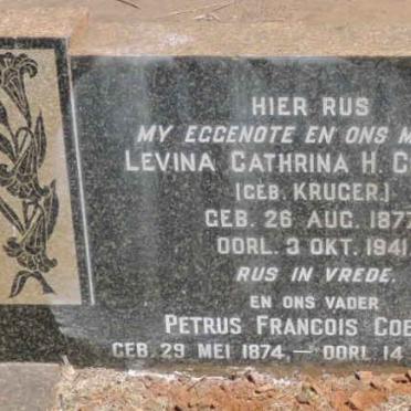 COETZEE Petrus Francois 1874-1954 &amp; Levina Cathrina H. KRUGER 1877-1941