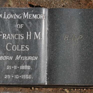 COLES Francis H.M. nee MYBURGH 1886-1956